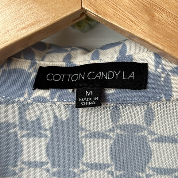 COTTON CANDY LA MESH FLORAL BUTTON FRONT LONG SLEEVE TOP - Picture 7 of 9